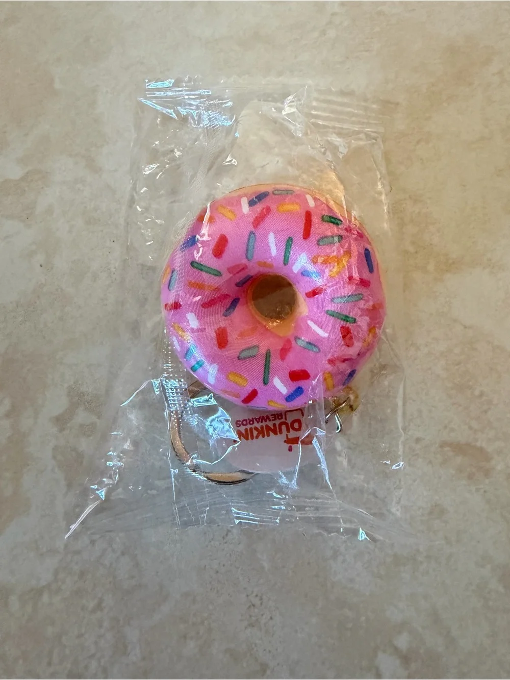 *BRAND NEW* Dunkin Donuts Pink Rainbow Sprinkle Squishy Toy Fidget Keychain Ring